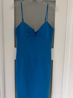Black Halo Electric Blue Strapless Sheath Dress